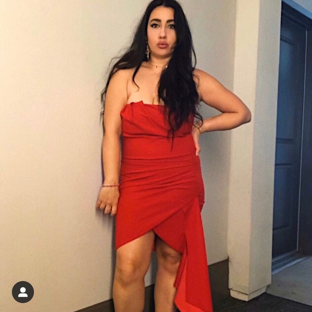 Strapless Red Evening Cocktail Dress